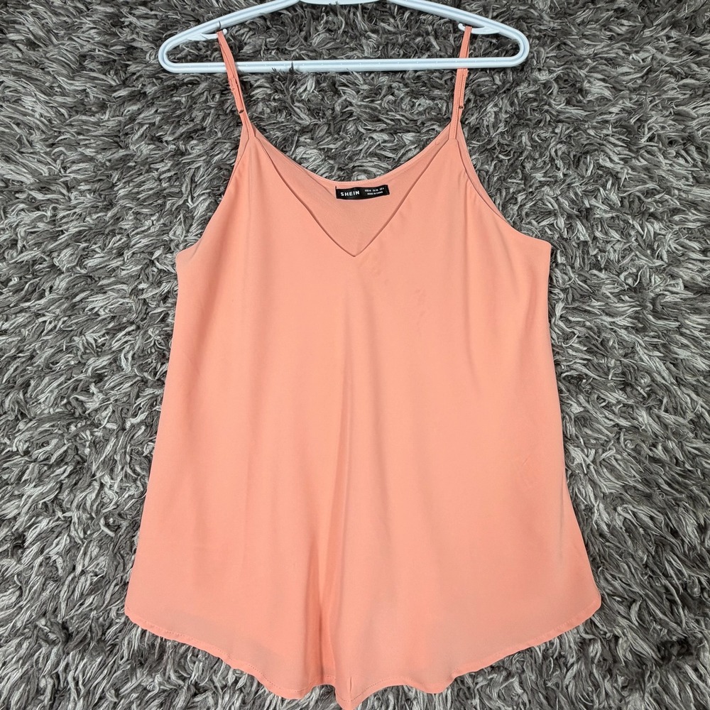SHEIN Peach Coral V-Neck Cami Tank Top Spaghetti Strap Medium swvest072010272